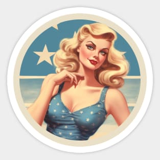 Vintage Pin up Girl US Sexy Pin Up Girl 1940s poster WWII Sticker